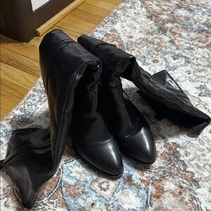 Black Over the Knee Boots with Suede Finish